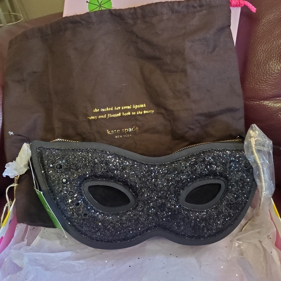 NWT Kate Spade "Dress The Part" black glitter clutch. - Picture 3 of 9